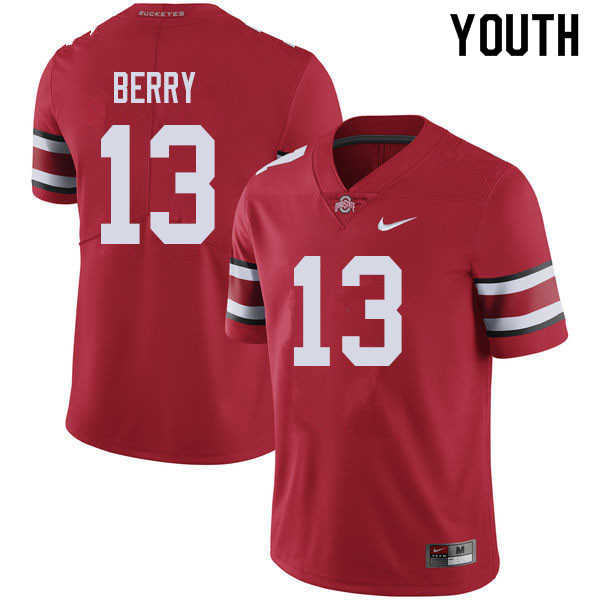 Ohio State Buckeyes Rashod Berry Youth #13 Red Authentic Stitched College Football Jersey